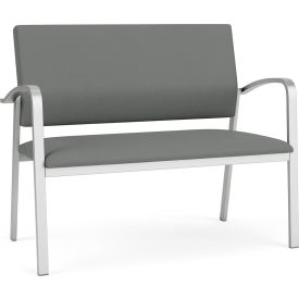 Lesro Newport Reception Loveseat Silver Frame Open House Asteroid Fabric NP1501.SSV-01OHAS