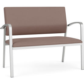 Lesro Newport Reception Loveseat Silver Frame Open House Goose Fabric NP1501.SSV-01OHGS