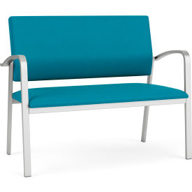 Lesro Newport Reception Loveseat Silver Frame Open House Waterfall Fabric NP1501.SSV-01OHWF
