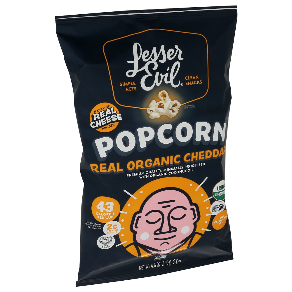 LesserEvil Organic Popcorn, Cheddar, 4.6 Oz, Total Qty 12 MPN:0481