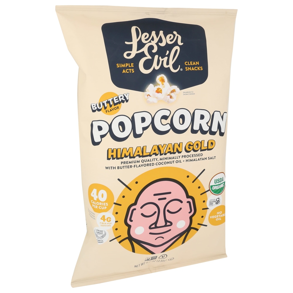 LesserEvil Organic Popcorn, Himalayan Gold Buttery, 4.6 Oz, Total Qty 12 MPN:0655