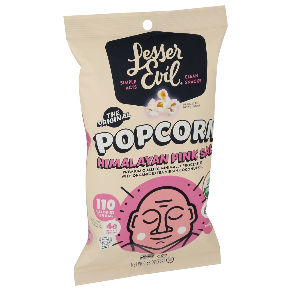 LesserEvil Organic Popcorn, Himalayan Pink Salt, 0.88 Oz, Total Qty 18 MPN:1141