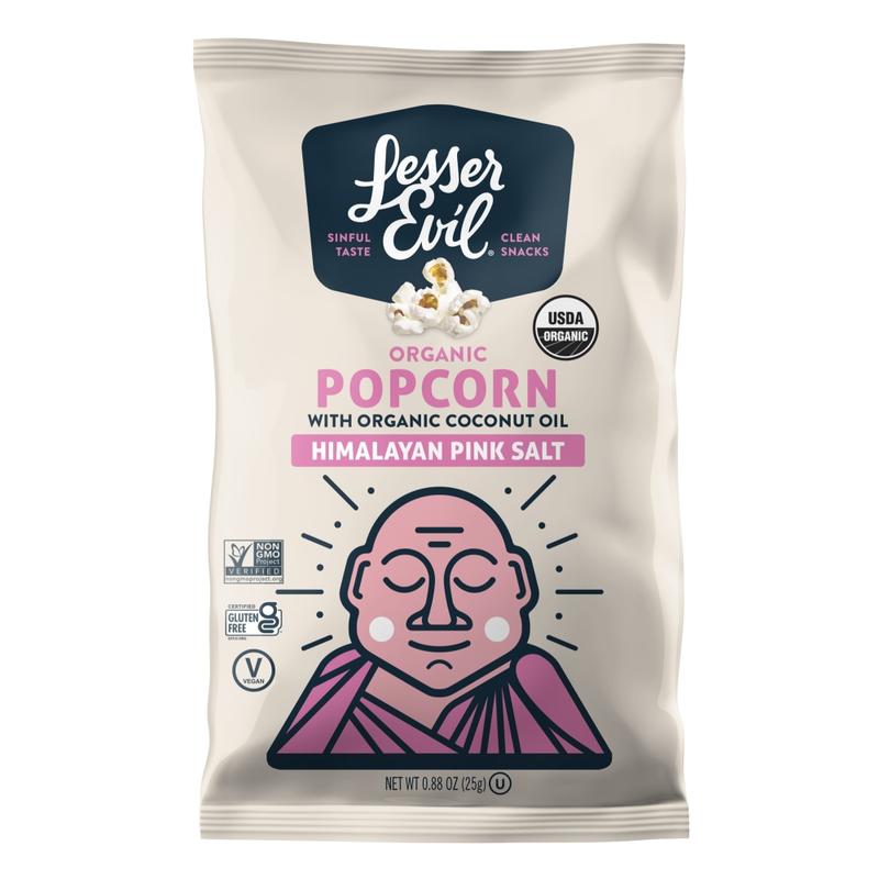 LesserEvil Organic Popcorn, Himalayan Pink, 0.88 Oz, Pack Of 18 Bags MPN:0141
