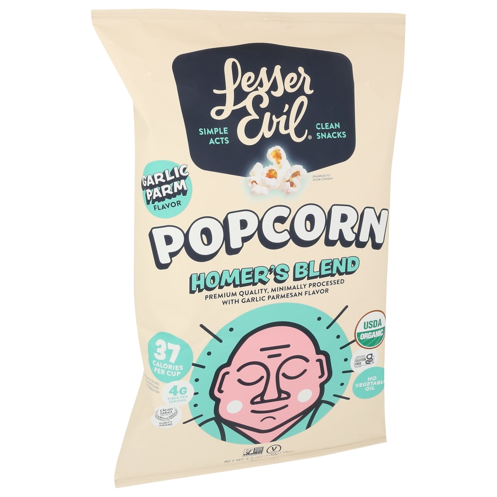LesserEvil Organic Popcorn, Homers Blend, 4.6 Oz, Total Qty 12 MPN:4737
