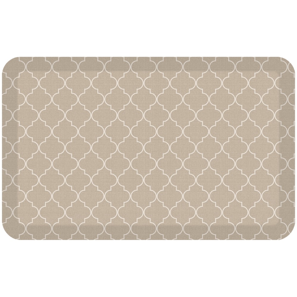 GelPro Designer Comfort Polyurethane Anti-Fatigue Mat For Hard Floors, 20in x 32in, Trellis Khaki MPN:106-P-2032-TRKH