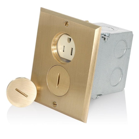 Wood Frame Floor Box 15A TR Brass MPN:25249-TFB