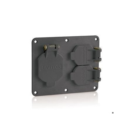 Two-Gang Coverplate WR Flip Lids Black MPN:3262W-E