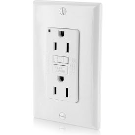 Leviton GFNT1-W 15A SmartlockPro Self-Test GFCI Duplex Recpt Ind Light Wire Leads White GFNT1-W