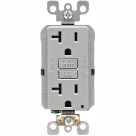 Leviton GFNT2-GY 20A SmartlockPro Self-Test GFCI Duplex Recpt Ind Light Wire Leads Gray GFNT2-GY