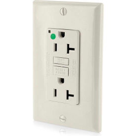 Leviton GFNT2-HGT 20A SmartlockPro Self-Test GFCI Recpt Hospital Grade Light Almond GFNT2-HGT