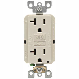 Leviton GFNT2-T 20A SmartlockPro Self-Test GFCI Duplex Recpt Ind Light Wire Leads Light Almond GFNT2-T