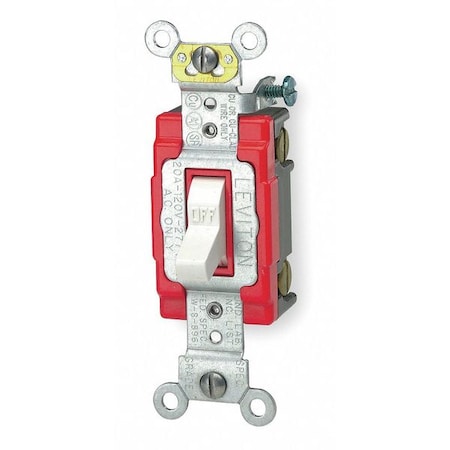 Wall Swtch, 1-Pole, 120/277V, 20A, Wht, Toggl MPN:1221-2W