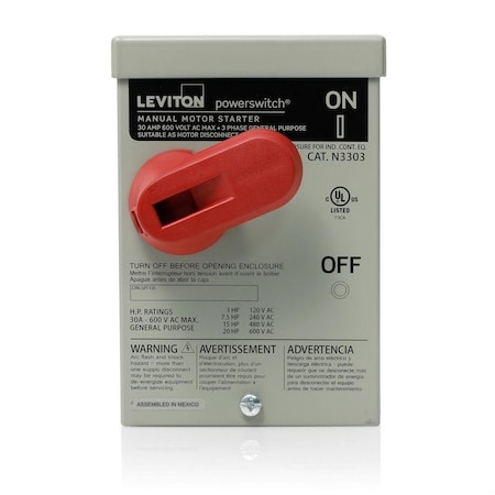 Manual Motor Switch, 30 A, 3 P, 3 Phase, Toggle, Powerswitch Series, NEMA 3R MPN:N3303-DS