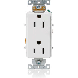 Leviton 16252-W Decora Plus Duplex Receptacle Straight Blade Commercial Grade White 16252-W - Pkg Qty 10