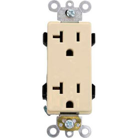 Leviton 16352-I 20a 125v Decora Plus Duplex Receptacle Self Grounding Ivory 16352-I - Pkg Qty 10