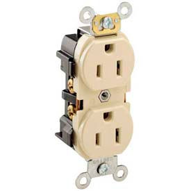 Leviton 5252-I 15A 125V 2P 3W Duplex Receptacle Straight Blade Ivory 5252-I - Pkg Qty 10