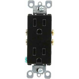 Leviton 5325-E 15A 125V Decora Duplex Receptacle Grounding Ebony 5325-E - Pkg Qty 10