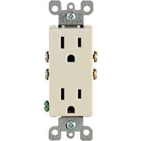 Leviton 5325-T 15A 125V Decora Duplex Receptacle Ground Screw Mounting Light Almond 5325-T - Pkg Qty 10