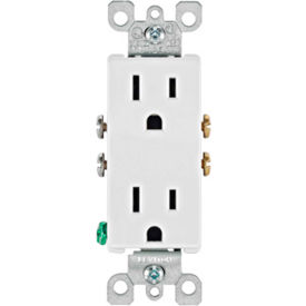 Leviton 5325-W 15A 125V Decora Duplex Receptacle Residential Grade Grounding White 5325-W - Pkg Qty 10
