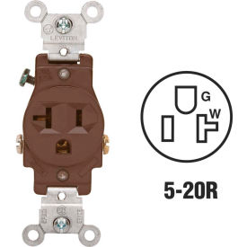 Leviton 5801 20A 125V NEMA 5-20R 2P 3W Single Recpt. Grounding Brown 5801 - Pkg Qty 10