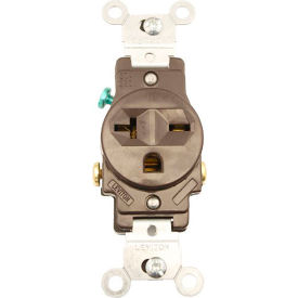 Leviton 5821 20A 250V NEMA 6-20R 2P 3W Single Recpt. Grounding Brown 5821 - Pkg Qty 10