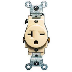 Leviton 5821-I 20A 250V NEMA 6-20R 2P 3W Single Recpt. Grounding Ivory 5821-I - Pkg Qty 10