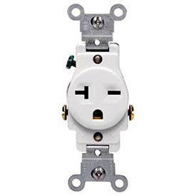 Leviton 5821-W 20A 250V NEMA 6-20R 2P 3W Single Recpt. Grounding White 5821-W - Pkg Qty 10
