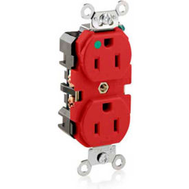 Leviton 8200-R Duplex Receptacle Straight Blade Self Grounding Red 8200-R - Pkg Qty 10