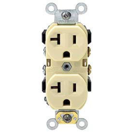 Leviton BR20-I 20A 125V Duplex Receptacle Self Grounding Ivory BR20-I - Pkg Qty 10