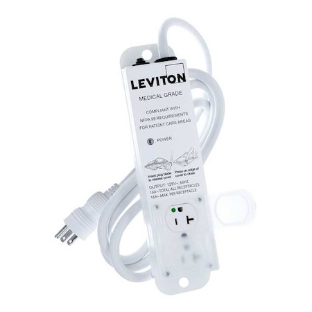 Outlet Strip, Medical Grade, 2 5-20R, 5-20P, 7 ft., White MPN:5302M-2N7
