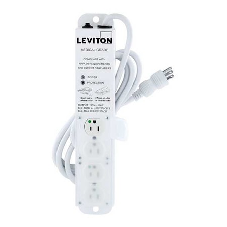 Outlet Strip, Surge, Rack Mounted, 4 5-15R, 5-15P, 7 ft., White MPN:5304M-1S7
