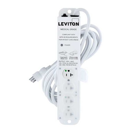 Outlet Strip, Medical Grade, 4 5-20R, 5-20P, 15 ft., White MPN:5304M-2N5