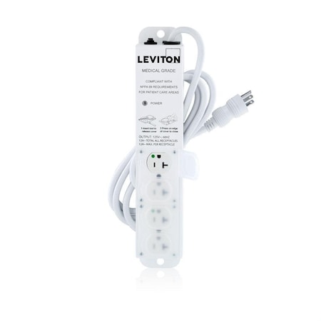 Outlet Strip, Medical Grade, 4 5-20R, 5-20P, 7 ft., White MPN:5304M-2N7