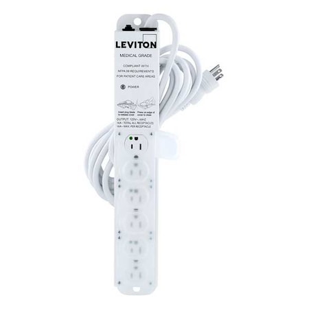 Outlet Strip, Medical Grade, 6 5-15R, 5-15P, 15 ft., White MPN:5306M-1N5