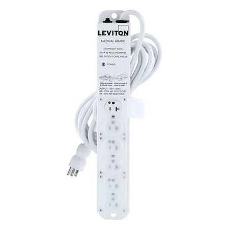 Outlet Strip, Medical Grade, 6 5-20R, 5-20P, 15 ft., White MPN:5306M-2N5