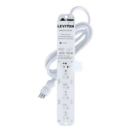 Outlet Strip, Medical Grade, 6 5-20R, 5-20P, 7 ft., White MPN:5306M-2N7