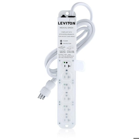 Outlet Strip, Surge, Rack Mounted, 6 5-20R, 5-20P, 7 ft., White MPN:5306M-2S7