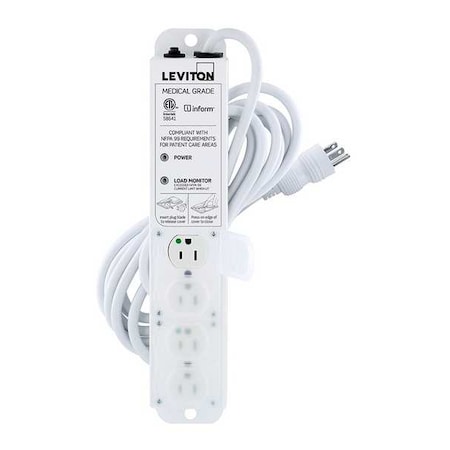 Outlet Strip, Medical Grade, 4 5-15R, 5-15P, 15 ft., White MPN:53C4M-1N5