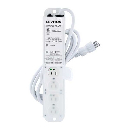 Outlet Strip, Medical Grade, 4 5-15R, 5-15P, 7 ft., White MPN:53C4M-1N7