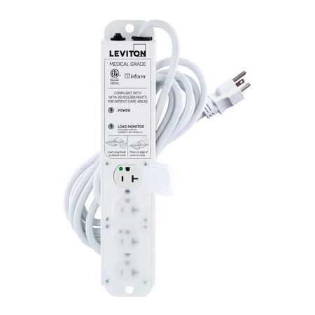 Outlet Strip, Medical Grade, 4 5-20R, 5-20P, 15 ft., White MPN:53C4M-2N5