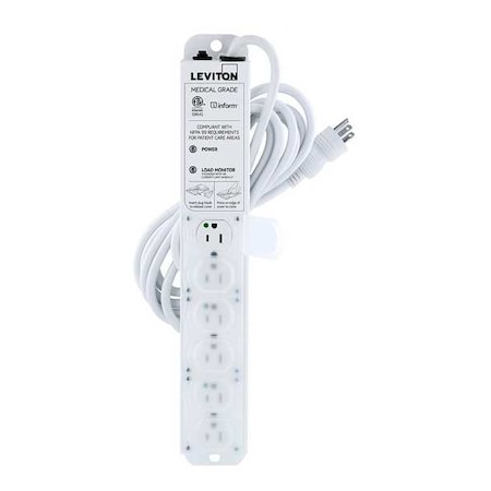 Outlet Strip, Medical Grade, 6 5-15R, 5-15P, 15 ft., White MPN:53C6M-1N5
