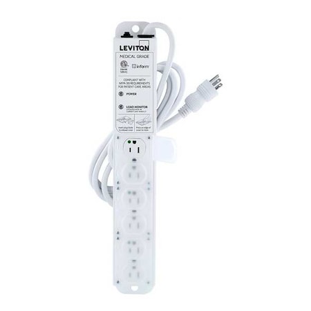 Outlet Strip, Medical Grade, 6 5-15R, 5-15P, 7 ft., White MPN:53C6M-1N7