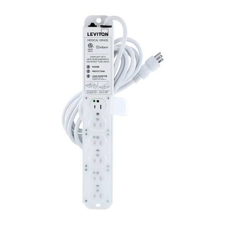 Outlet Strip, Surge, Rack Mounted, 6 5-15R, 5-15P, 15 ft., White MPN:53C6M-1S5