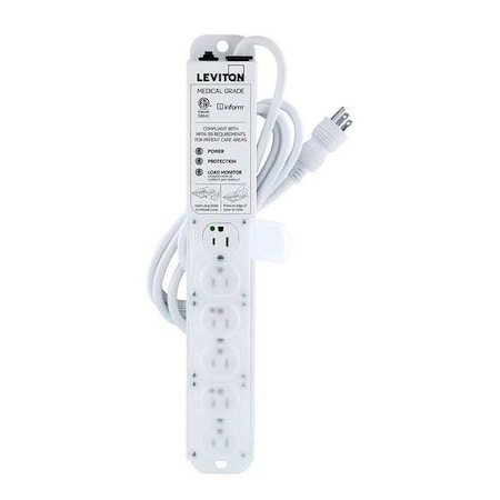 Outlet Strip, Surge, Rack Mounted, 6 5-15R, 5-15P, 7 ft., White MPN:53C6M-1S7