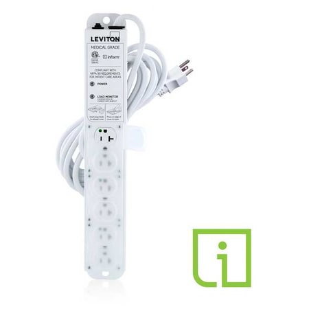 Outlet Strip, Medical Grade, 6 5-20R, 5-20P, 15 ft., White MPN:53C6M-2N5