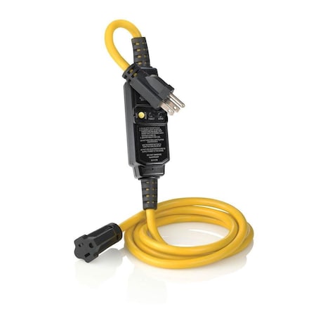 SJTW GFCI Extension Cord, 14 AWG, Outdoor, 14/3, 1 Outlets, 5-15R, Black, Polycarbonate, 5-15P MPN:GSCA1-6C