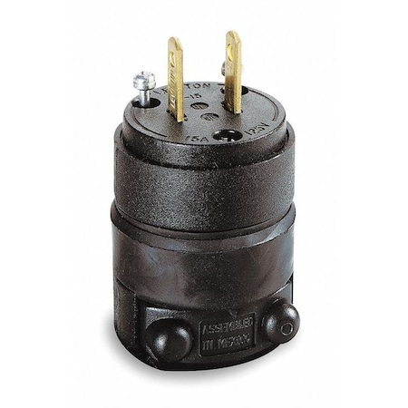 Straight Blade Plug, 1-15P, 15 A, 125V AC, 2 Pole, Screw Terminals, Non-Grounded MPN:115PR