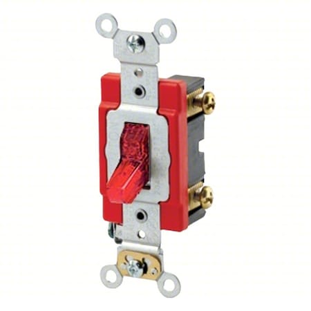 Wall Switch, 1 hp, Toggle, 20 A, Red MPN:1221-PLR