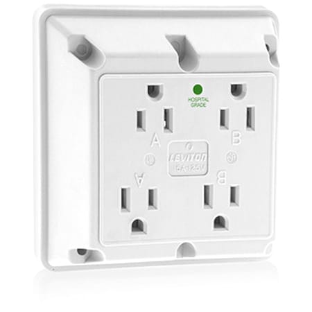 Straight Blade Receptacle, 5-15R, 15 A, 125V AC, 2 Pole, 3 Wire, Surface Mount, Grounded MPN:1254-HW