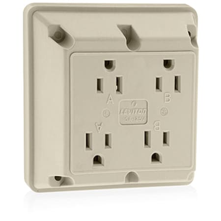 Straight Blade Receptacle, 5-15R, 15 A, 125V AC, 2 Pole, 3 Wire, Surface Mount, Grounded MPN:1254-I